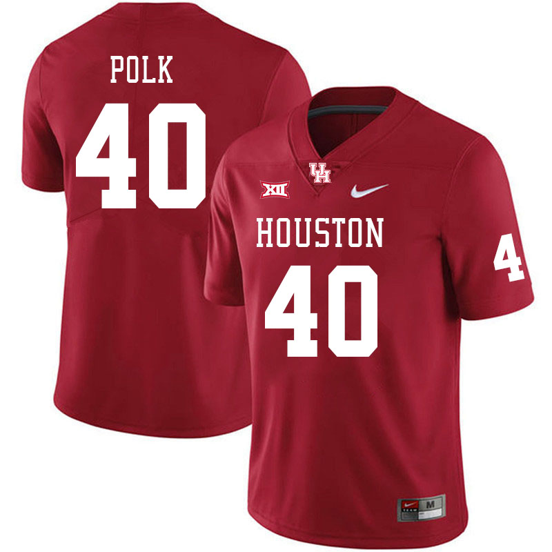 Men #40 Steve Polk Houston Cougars College Football Jerseys Stitched Sale-Red - Click Image to Close